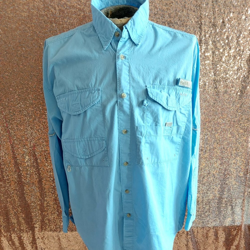 Columbia Sportswear PFG Men's Blue Buttons Up Long Sleeve Shirt Size: L